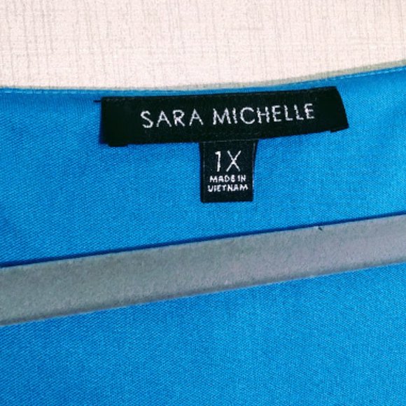 NWT*SARA MICHELLE*CAPE SLEEVE OVER TANK*V NECK*GEOMTRIC/AZTEC PRINT TOP*WOMEN 1X - Picture 5 of 11